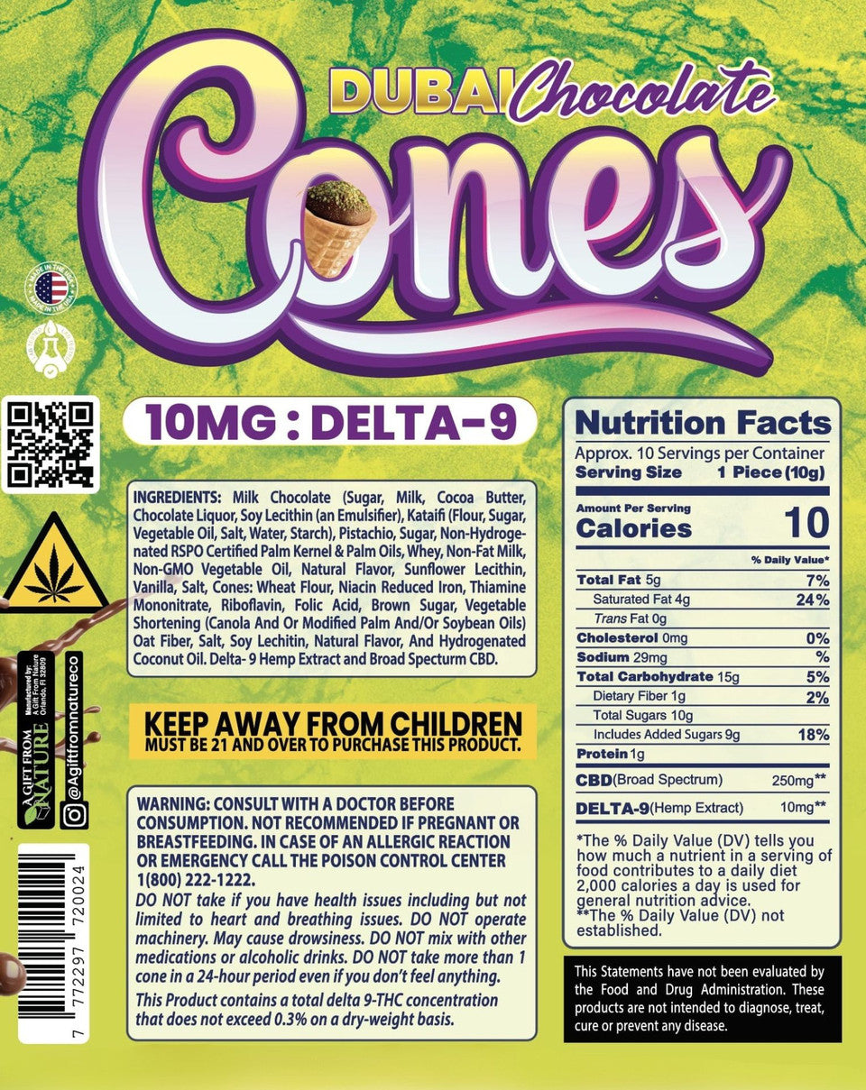 DELTA 9 CONES - DUBAI CHOCOLATE - 10MG