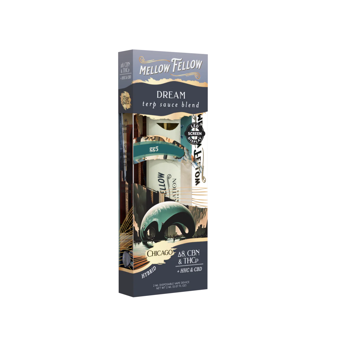 Mellow Fellow Dream Blend - Destination: Chicago - Terp Sauce 2ml Disposable Vape - GG5 (Hybrid)