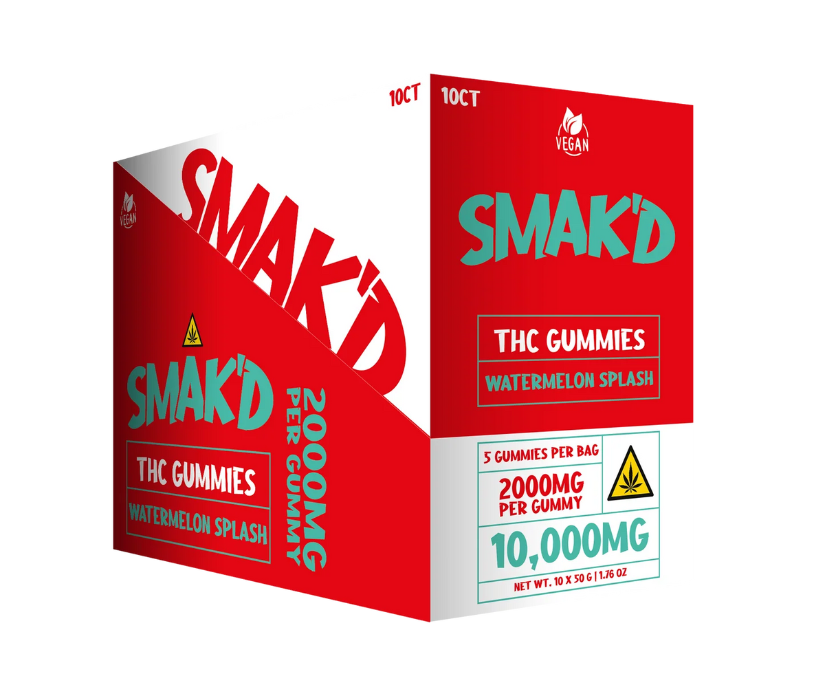 Smak'd 2000mg THC Gummies I 10000mg (5 Gummies Per Pack)