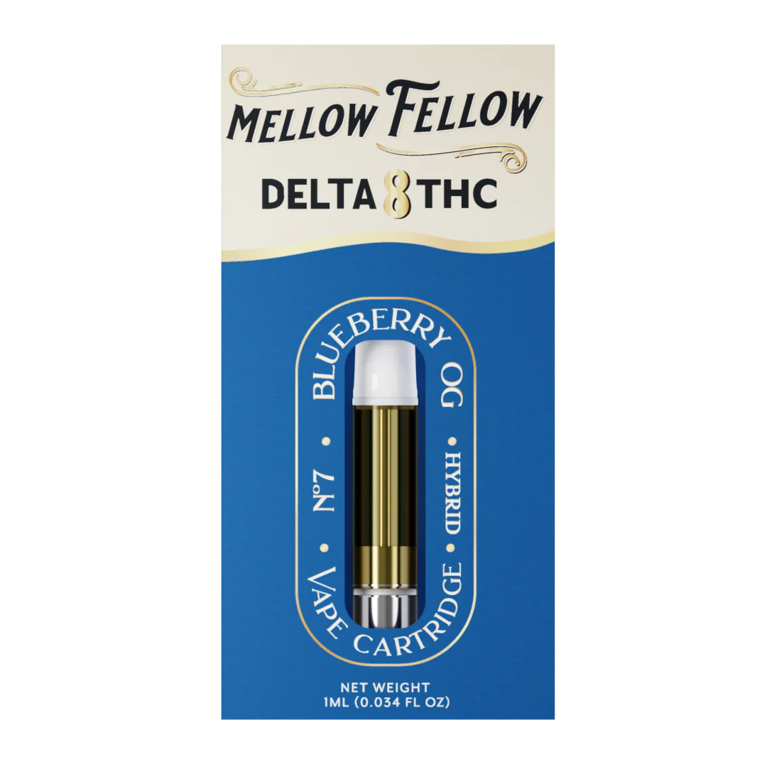 Mellow Fellow Delta 8 THC Vape Cartridge 1ml - Blueberry OG (Hybrid)