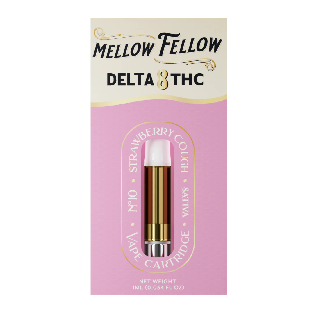 Mellow Fellow Delta 8 THC Vape Cartridge 1ml - Strawberry Cough