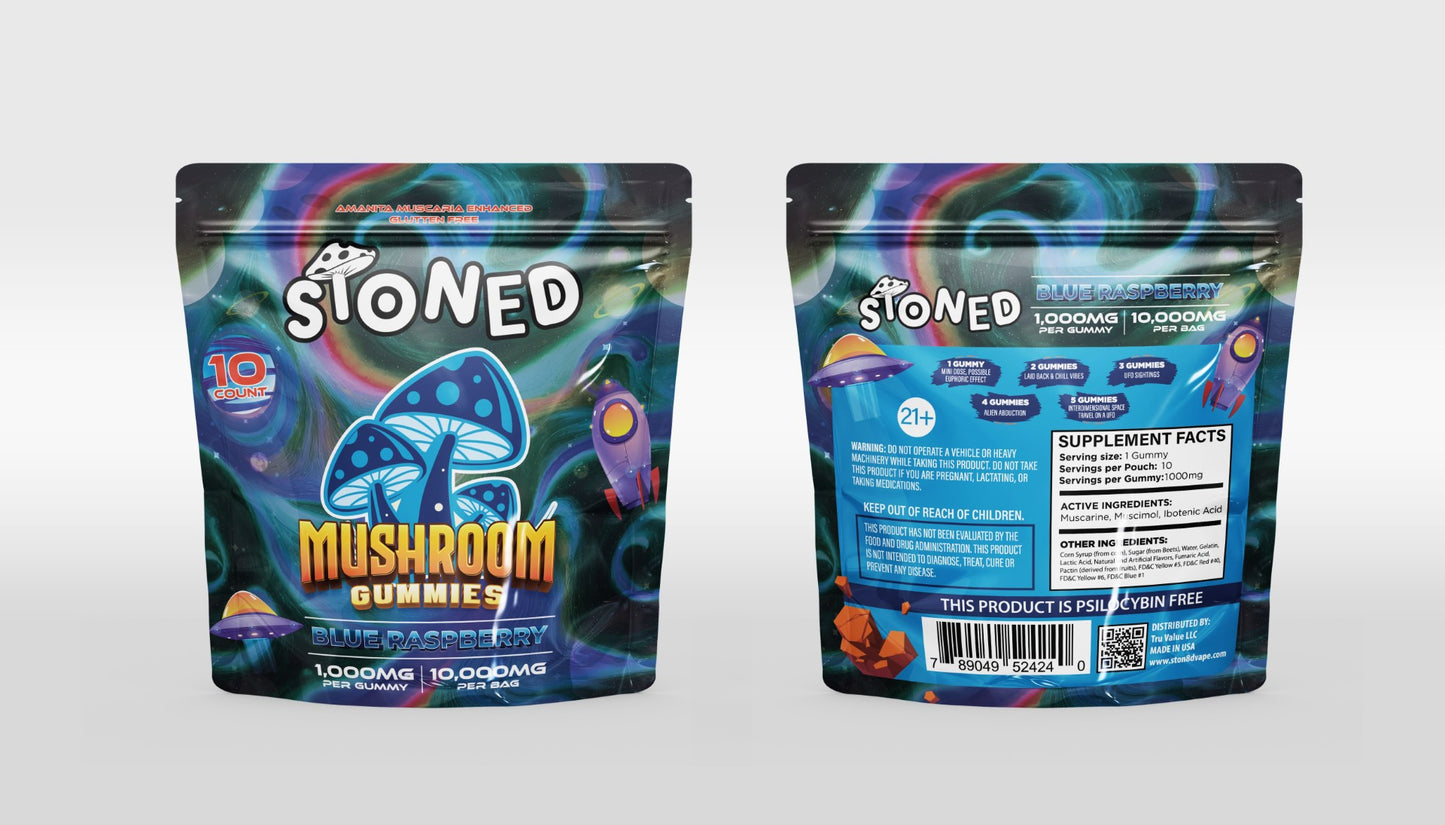 Stoned Mushroom Amanita Muscaria Gummies 10ct I 10000MG