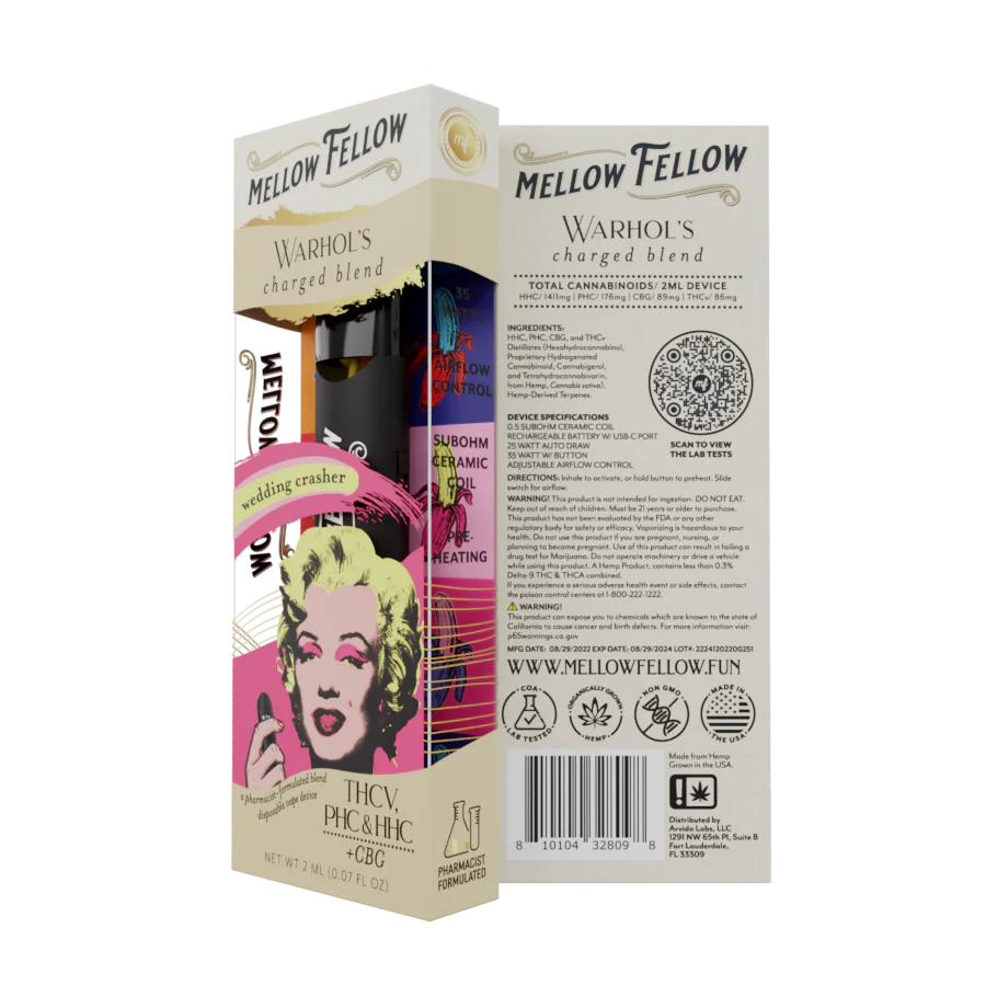 Mellow Fellow Warhol’s Charged Blend (Wedding Crasher) - THCv, PHC, CBG, - 2ml Disposable Vape - Vol. 3
