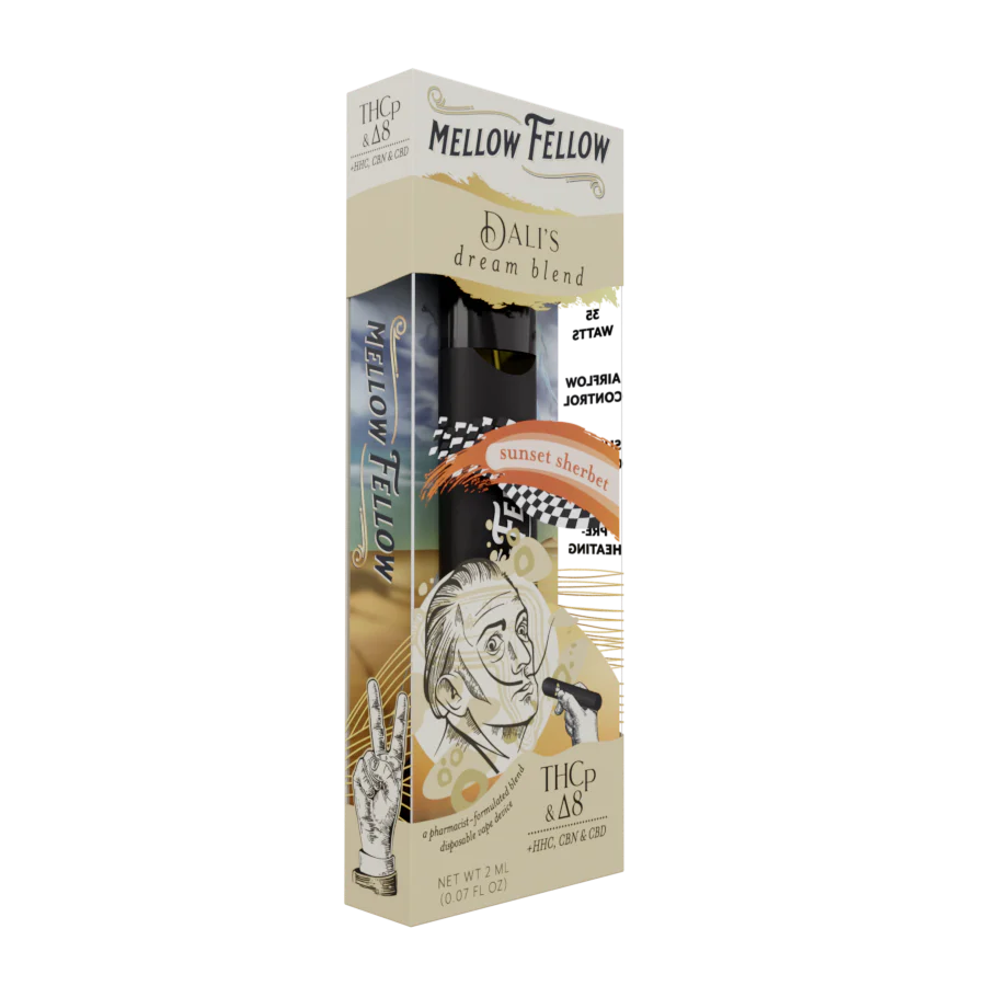 Mellow Fellow Dali's Dream Blend (Sunset Sherbet) - D8, CBN, CBD, THCp 2ml Disposable Vape - Vol. 1