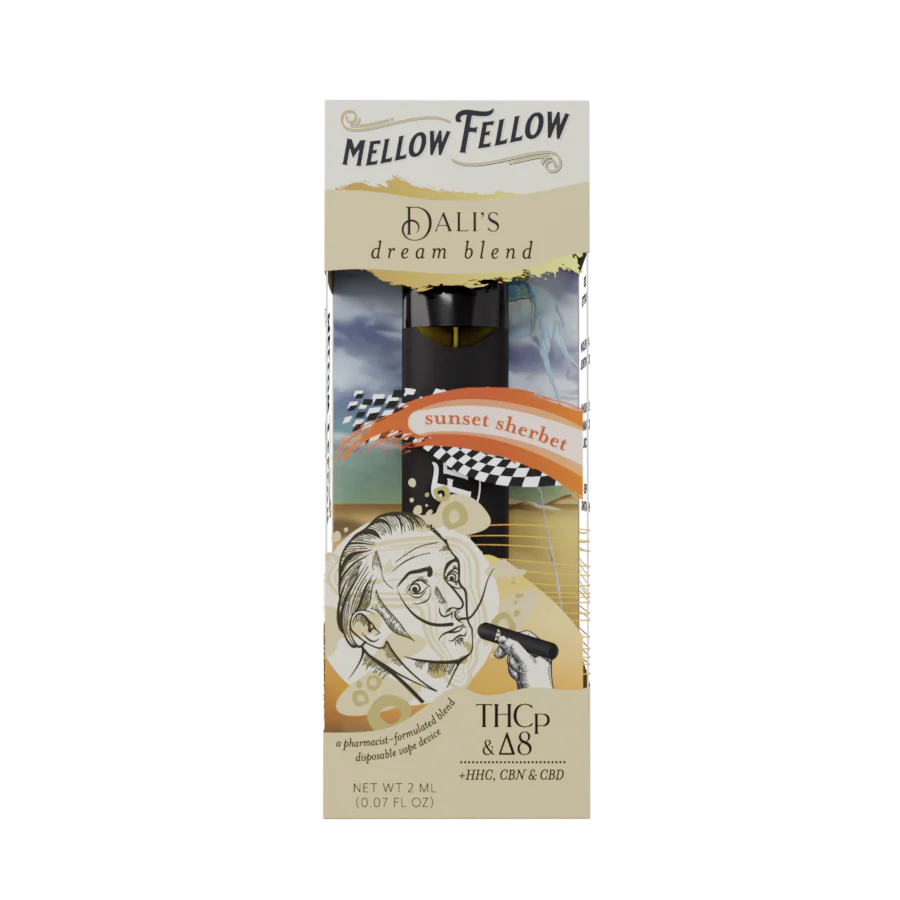Mellow Fellow Dali's Dream Blend (Sunset Sherbet) - D8, CBN, CBD, THCp 2ml Disposable Vape - Vol. 1