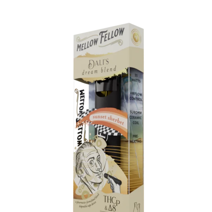 Mellow Fellow Dali's Dream Blend (Sunset Sherbet) - D8, CBN, CBD, THCp 2ml Disposable Vape - Vol. 1