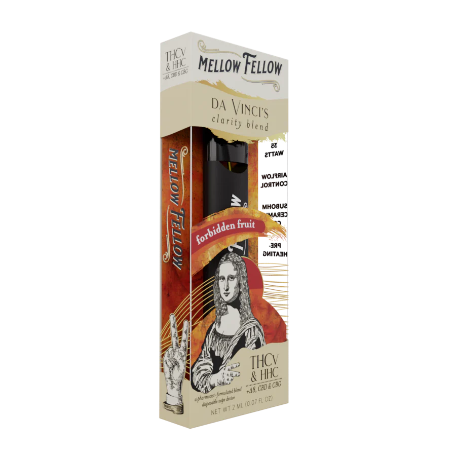 Mellow Fellow da Vinci's Clarity Blend (Forbidden Fruit) - D8, CBD, CBG, THCv - 2ml Disposable Vape - Vol. 1