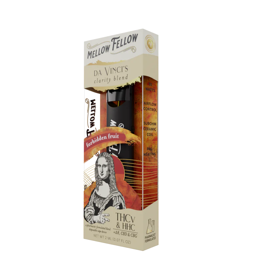 Mellow Fellow da Vinci's Clarity Blend (Forbidden Fruit) - D8, CBD, CBG, THCv - 2ml Disposable Vape - Vol. 1