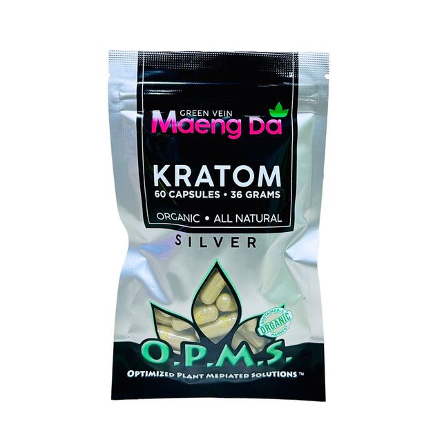 OPMS Silver Green Vein Maeng Da Kratom Capsules