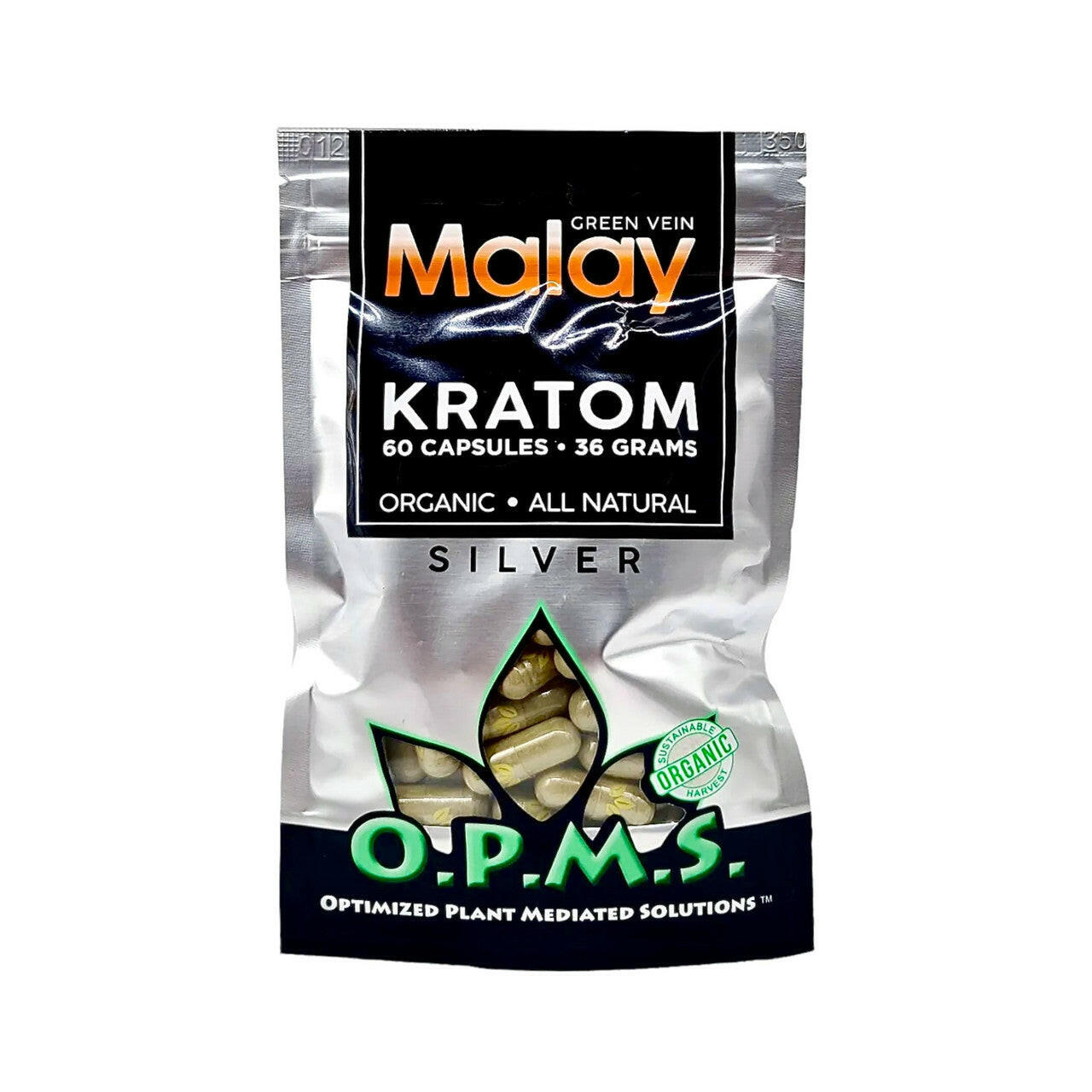 OPMS Silver Kratom Capsules – Green Vein - MALAY