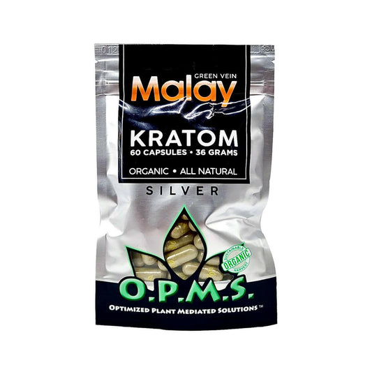 OPMS Silver Kratom Capsules – Green Vein - MALAY