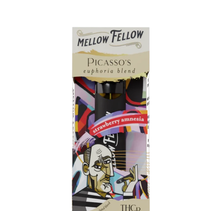 Mellow Fellow Picasso's Euphoria Blend (Strawberry Amnesia) - D8, PHC, CBD, CBG, THCp - 2ml Disposable Vape - Vol. 2