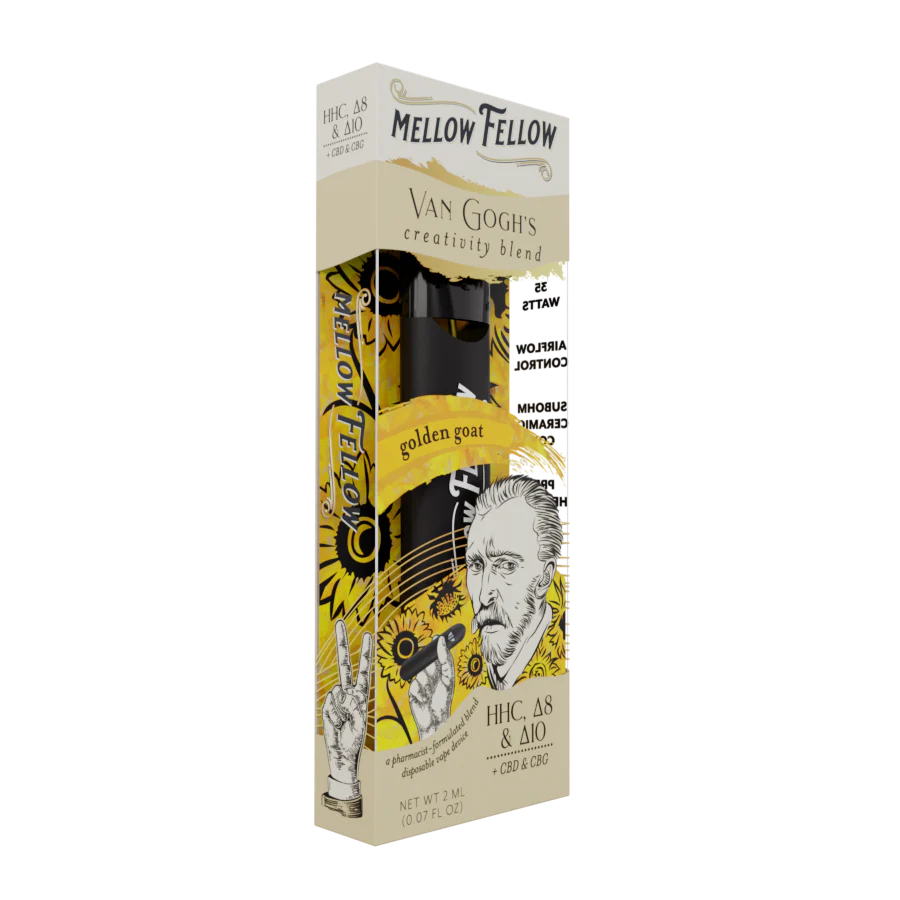 Mellow Fellow Van Gogh's Creativity Blend (Golden Goat) - D8, CBD, CBG, D10 - 2ml Disposable Vape - Vol. 2