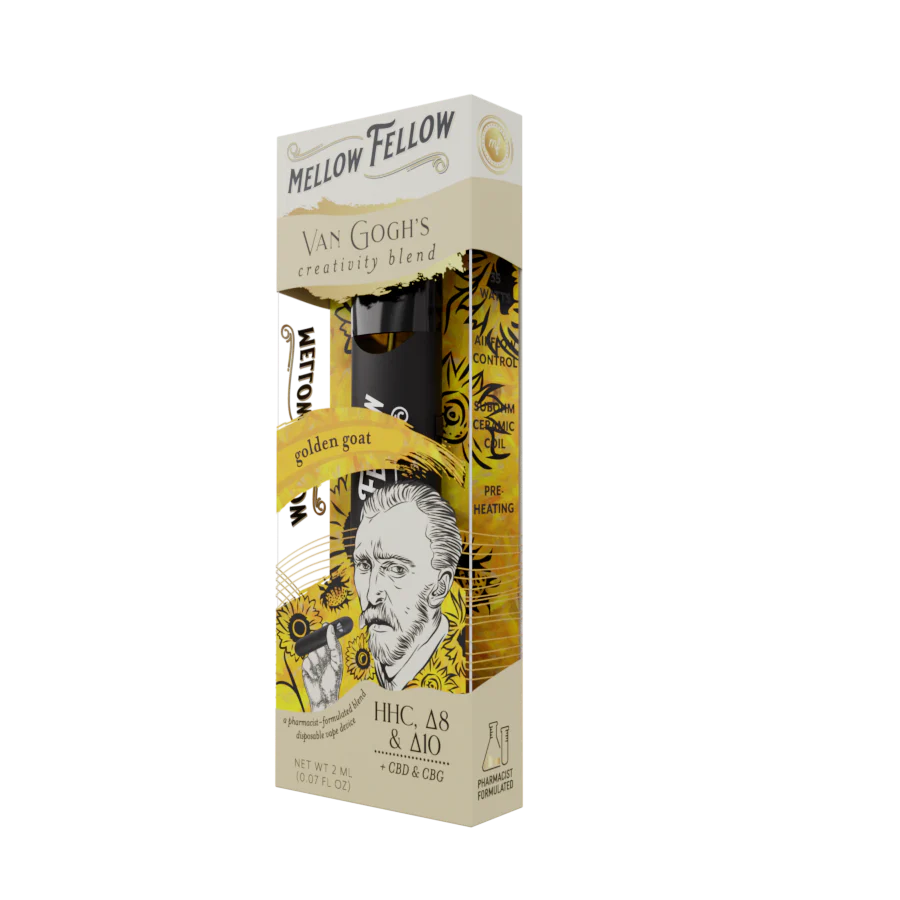 Mellow Fellow Van Gogh's Creativity Blend (Golden Goat) - D8, CBD, CBG, D10 - 2ml Disposable Vape - Vol. 2