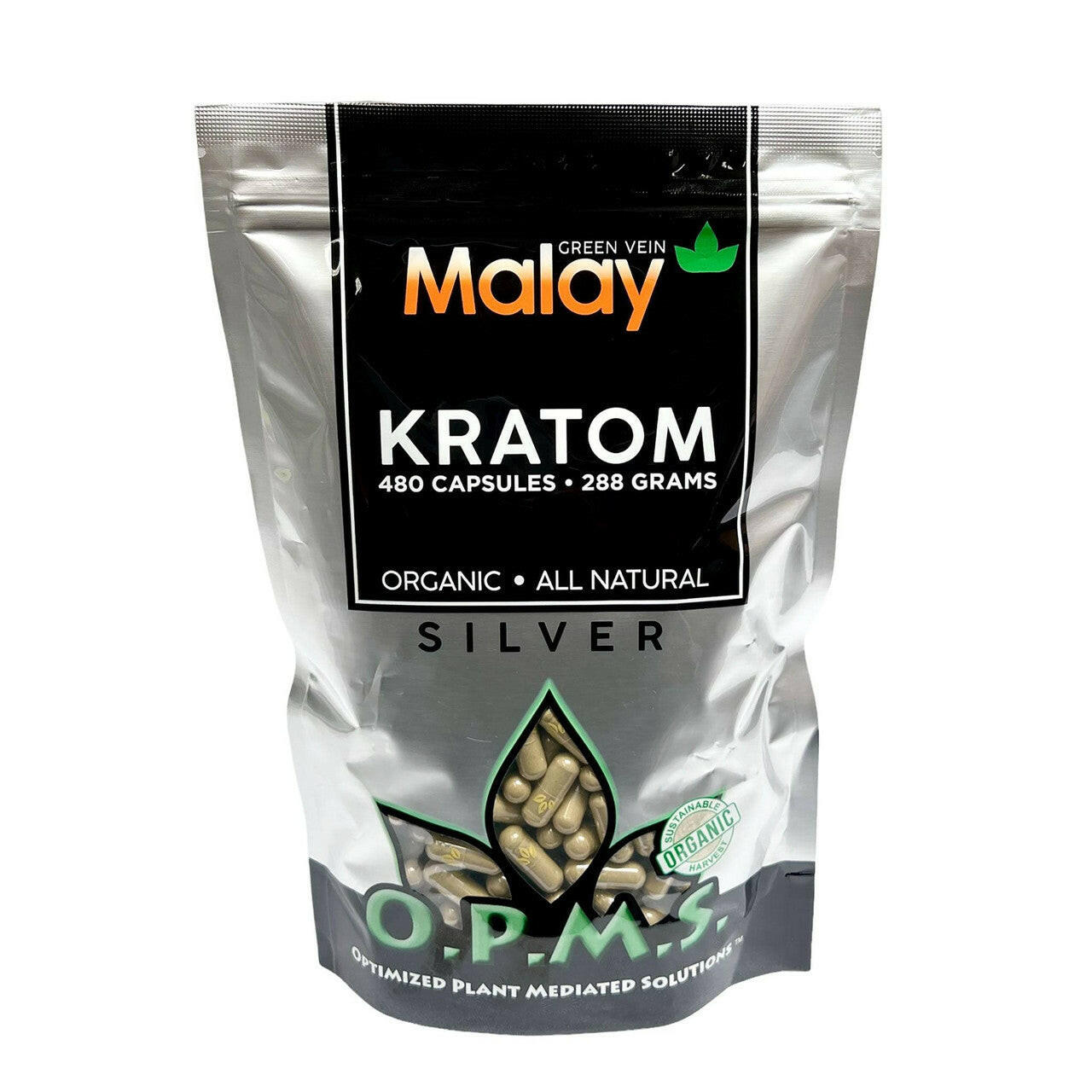 OPMS Silver Kratom Capsules – Green Vein - MALAY