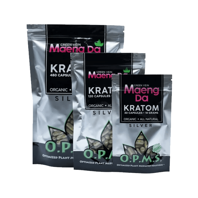 OPMS Silver Green Vein Maeng Da Kratom Capsules