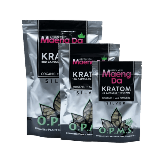 OPMS Silver Green Vein Maeng Da Kratom Capsules