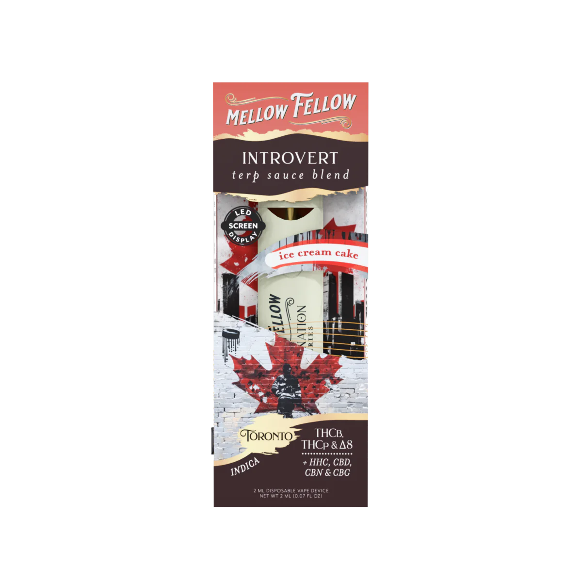 Mellow Fellow Introvert Blend - Destination: Toronto - Terp Sauce 2ml Disposable Vape - Ice Cream Cake (Indica)