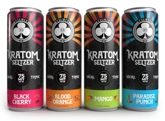 Club 13 Kratom Seltzer 75 MIT Flavored Drinks Display of 24