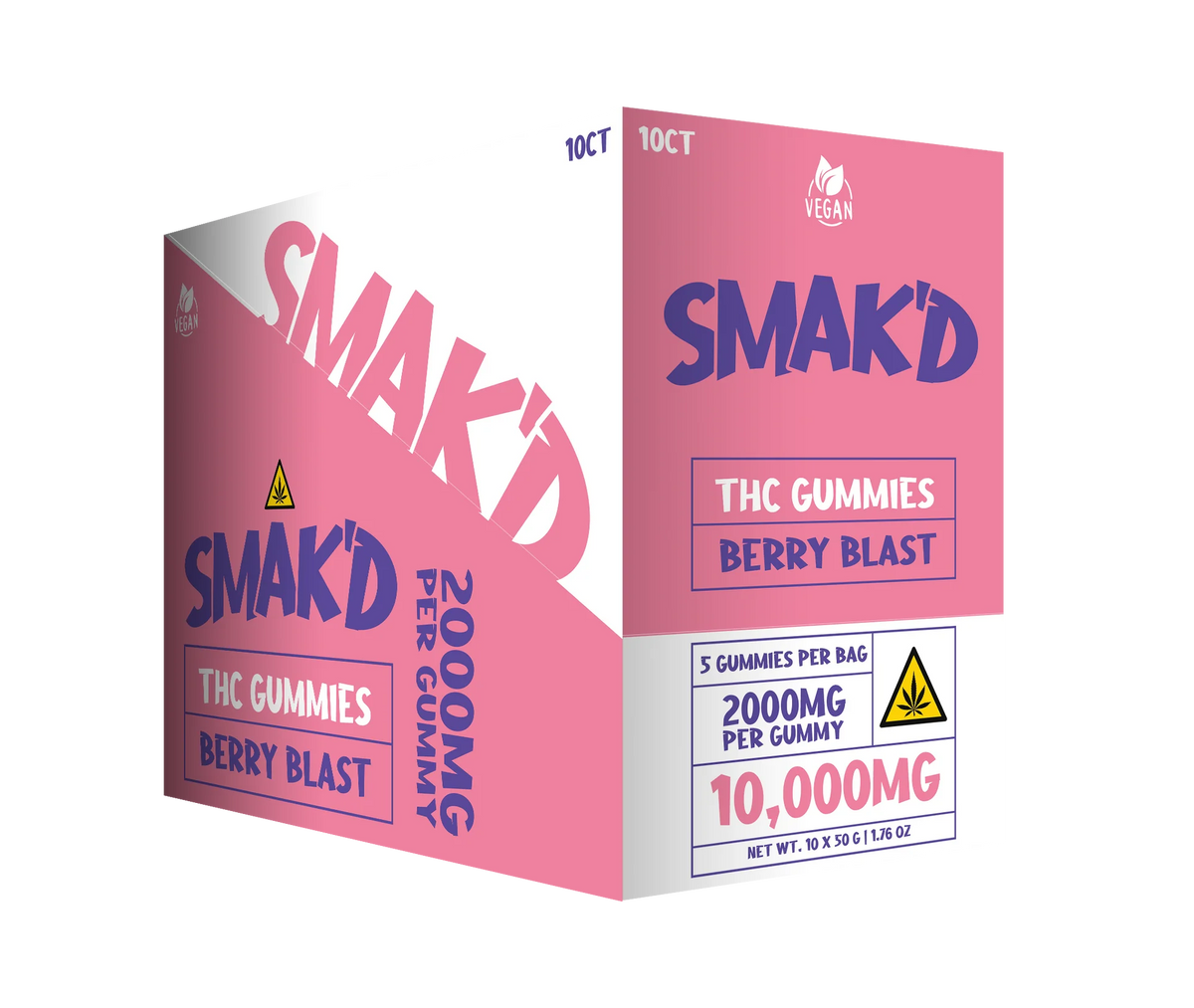 Smak'd 2000mg THC Gummies I 10000mg (5 Gummies Per Pack)