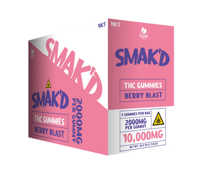 Smak'd 2000mg THC Gummies I 10000mg (5 Gummies Per Pack)