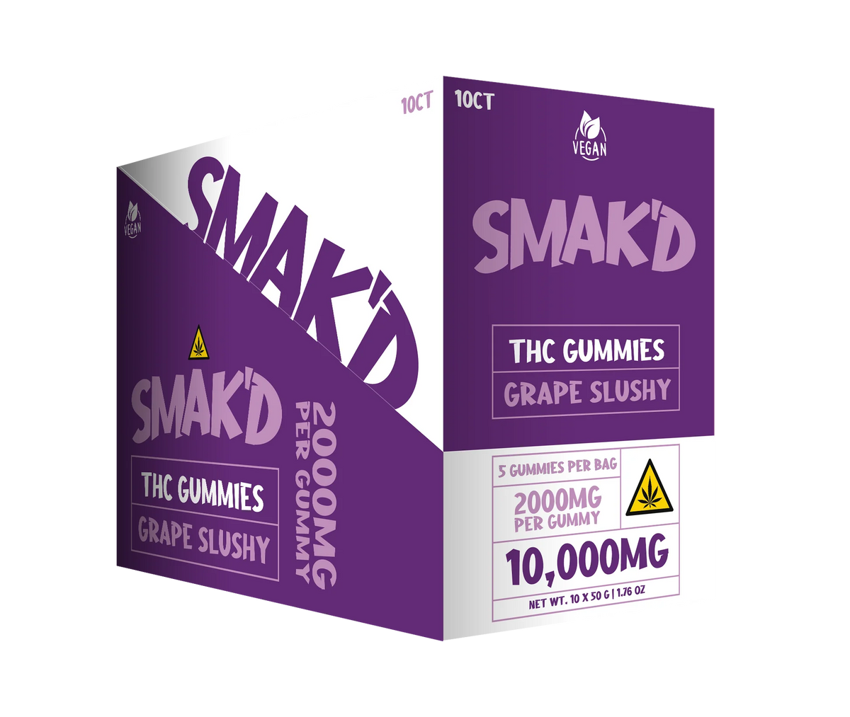 Smak'd 2000mg THC Gummies I 10000mg (5 Gummies Per Pack)
