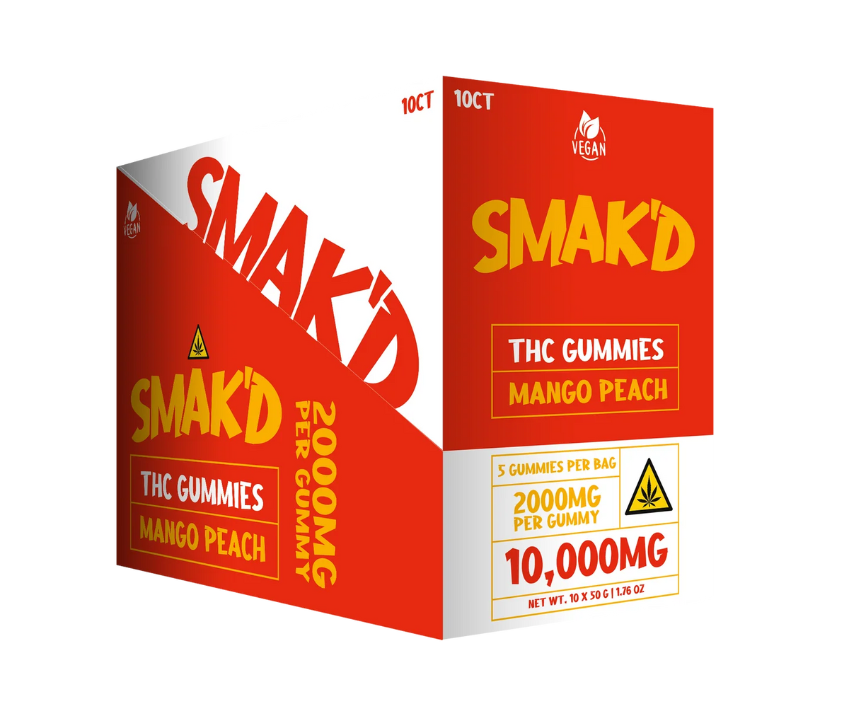 Smak'd 2000mg THC Gummies I 10000mg (5 Gummies Per Pack)