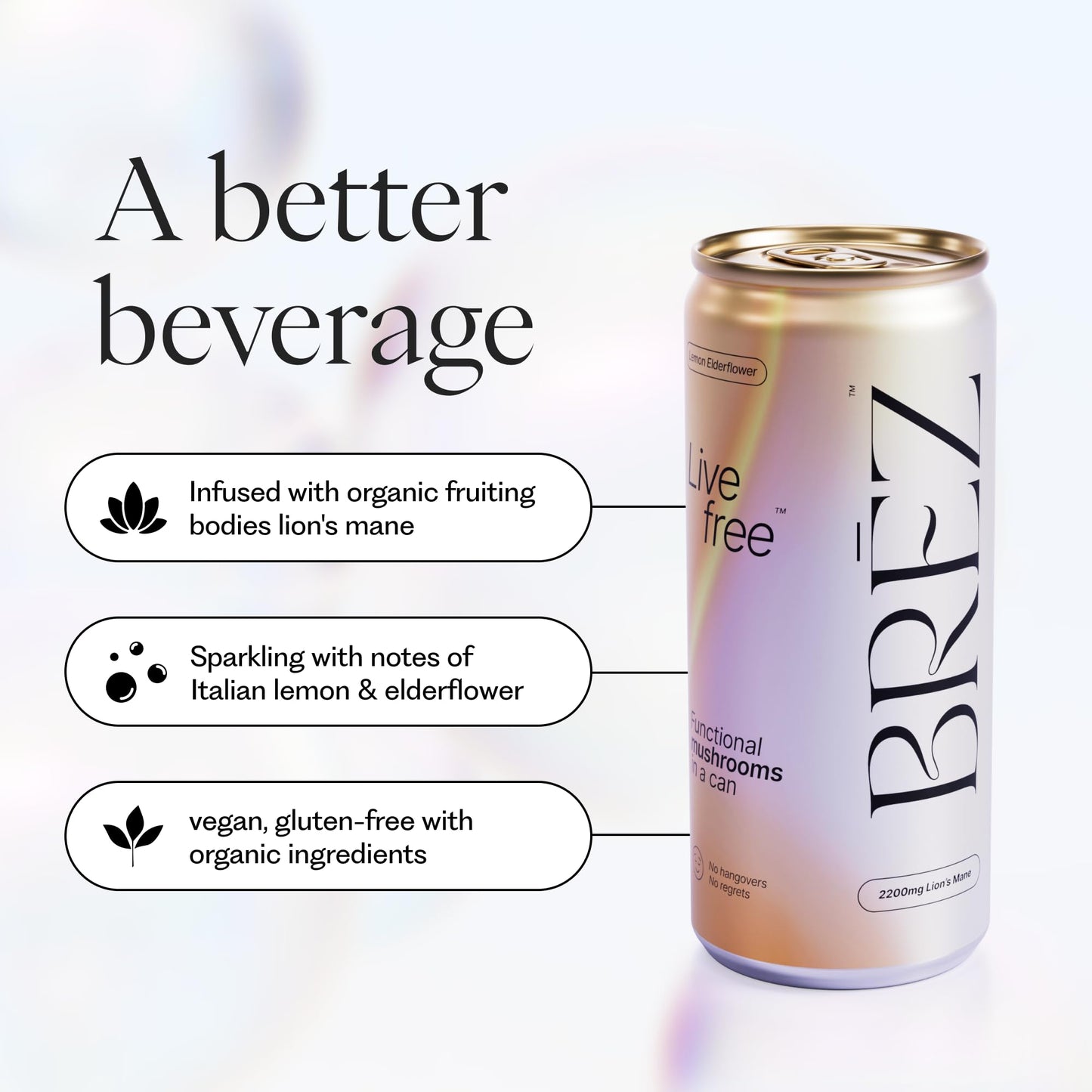 BRĒZ Lion’s Mane Mushroom Drink 7.5oz Cans