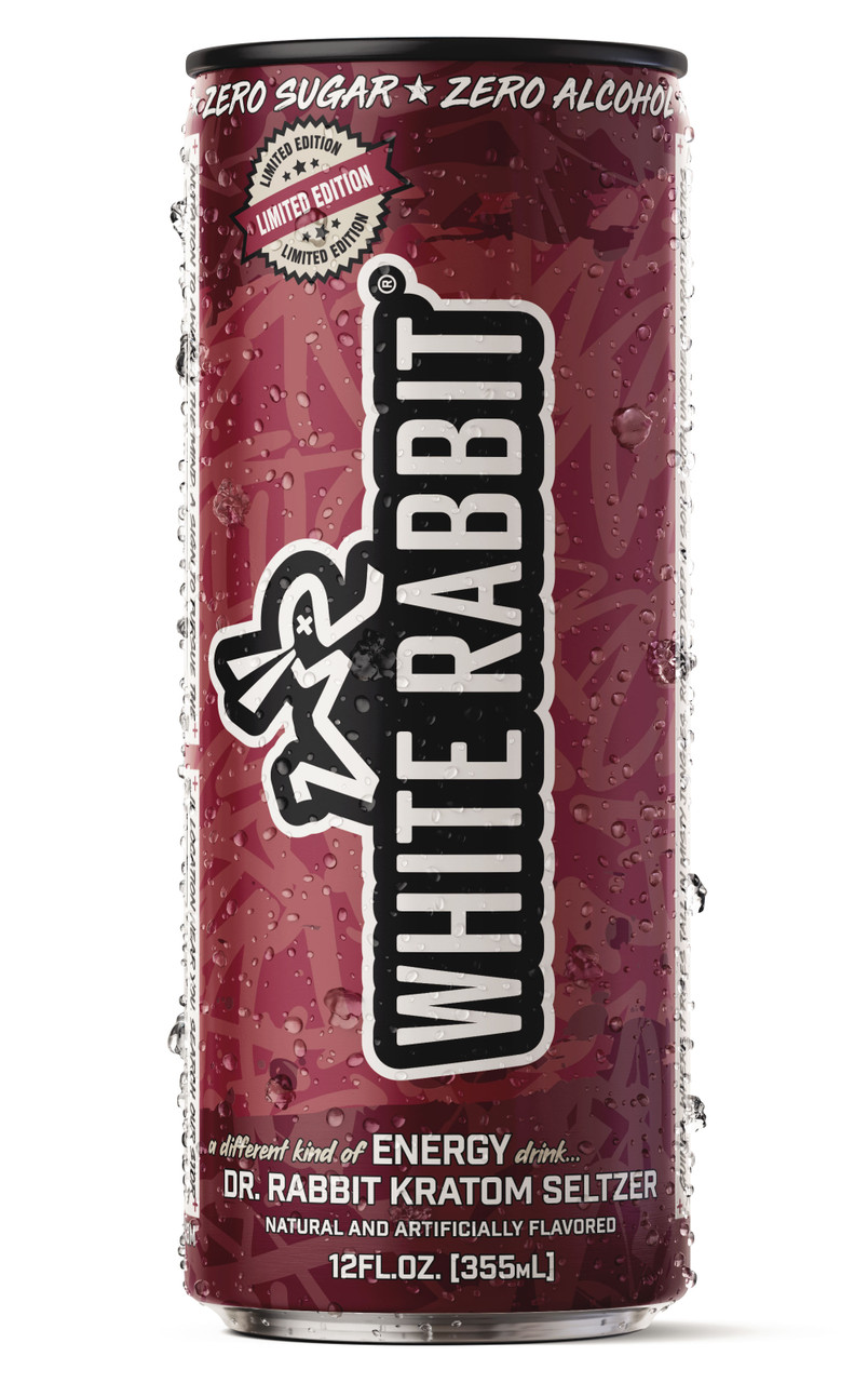White Rabbit Kratom Infused Seltzer Drink Display Of 12 (355ML)