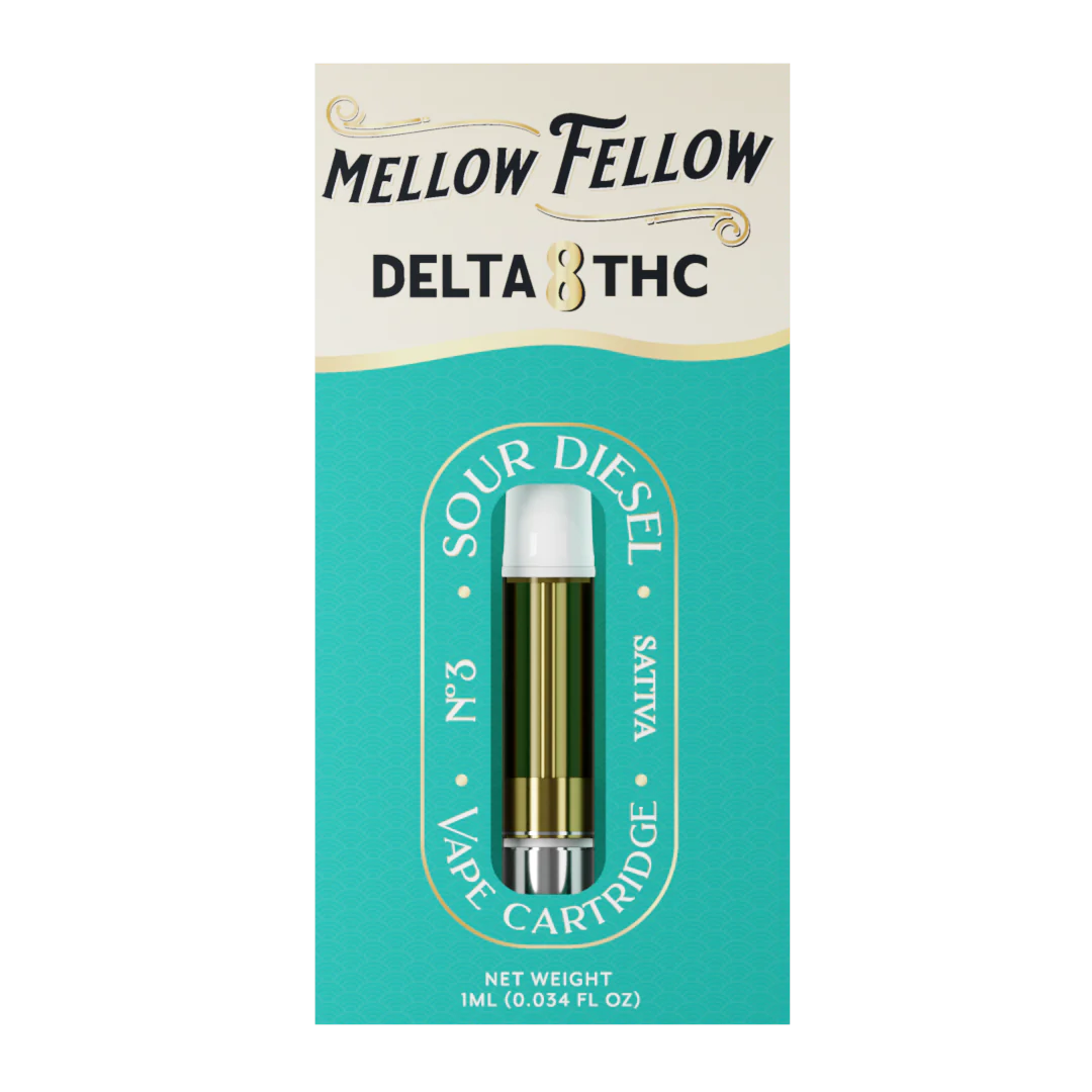 Mellow Fellow Delta 8 THC Vape Cartridge 1ml - Sour Diesel (Sativa)