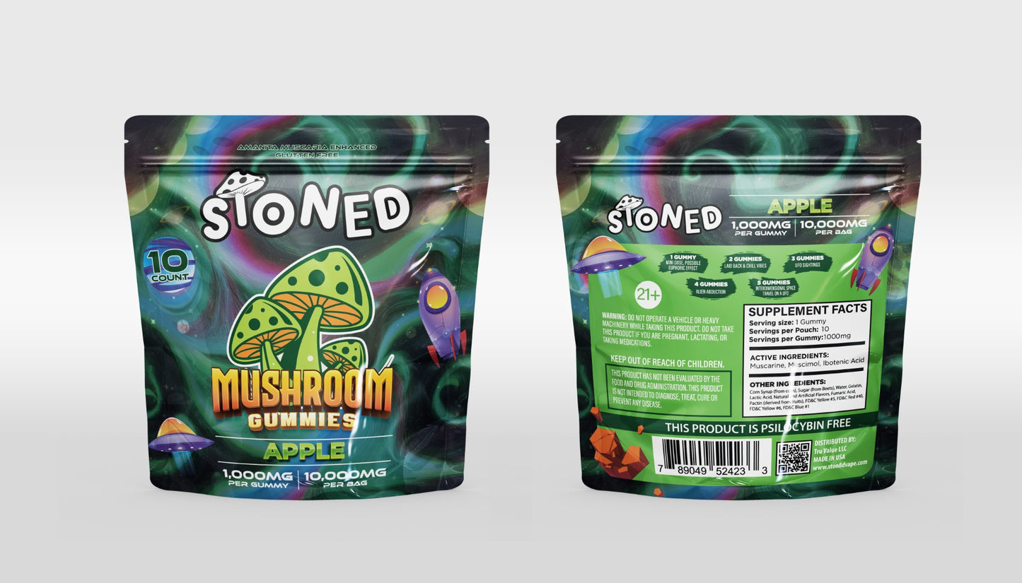 Stoned Mushroom Amanita Muscaria Gummies 10ct I 10000MG