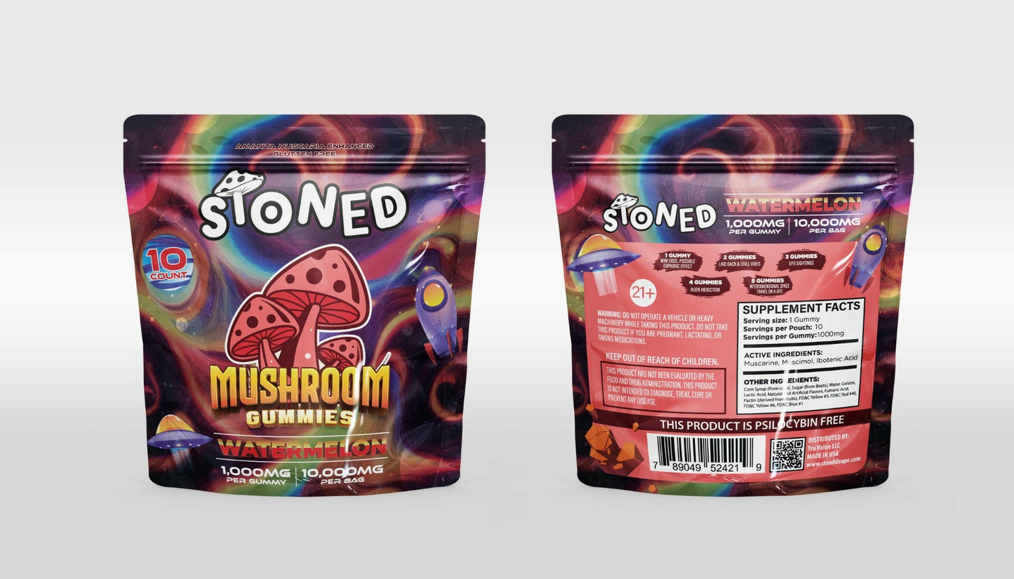 Stoned Mushroom Amanita Muscaria Gummies 10ct I 10000MG