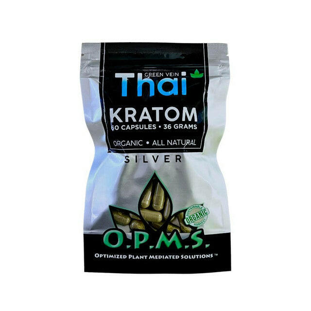 O.P.M.S.® Silver Kratom Capsules – Green Vein - THAI