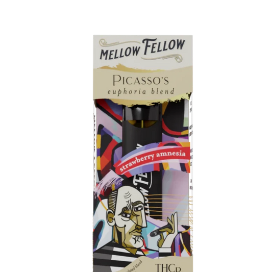 Mellow Fellow Picasso's Euphoria Blend (Strawberry Amnesia) - D8, PHC, CBD, CBG, THCp - 2ml Disposable Vape - Vol. 2