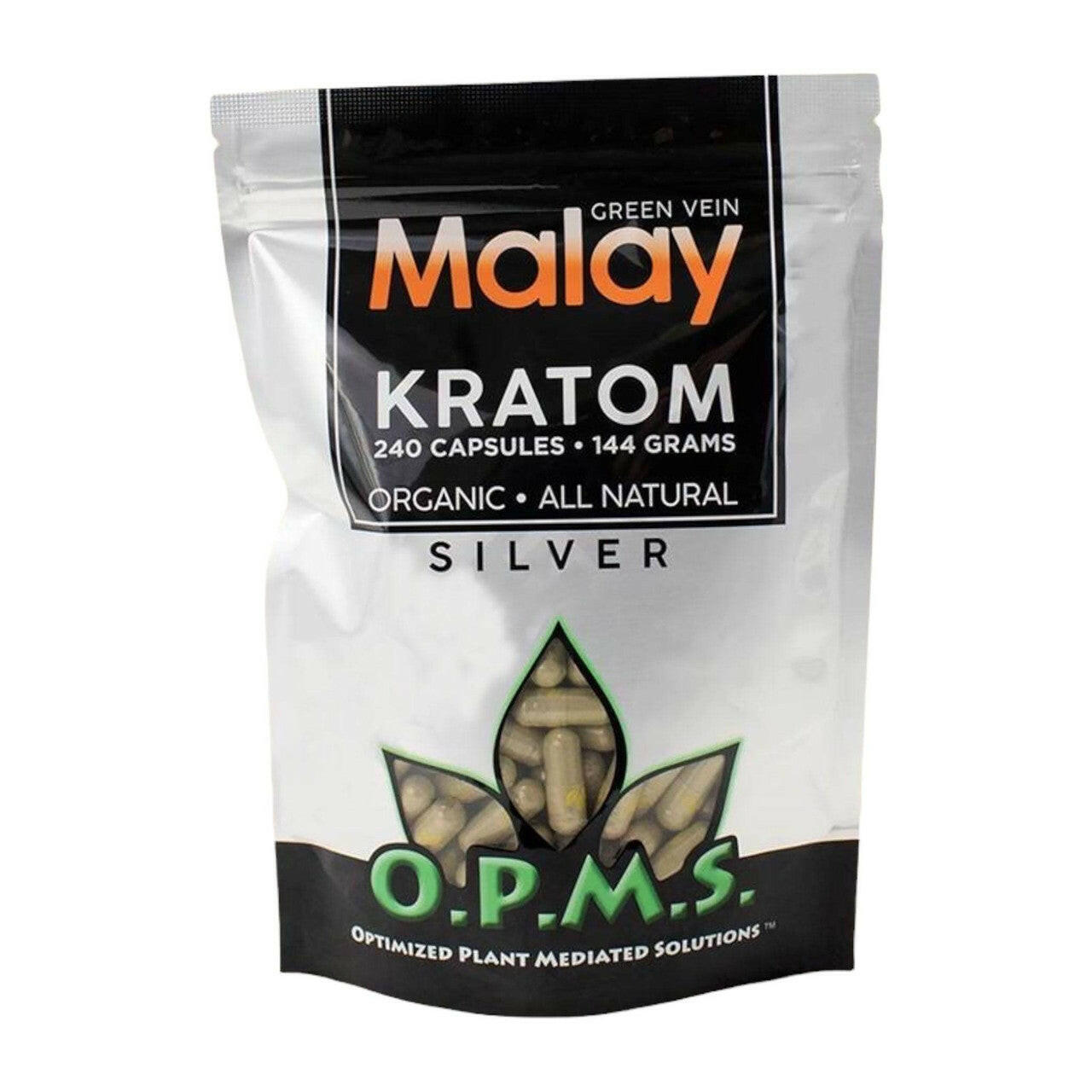 O.P.M.S.® Silver Kratom Capsules – Green Vein - MALAY