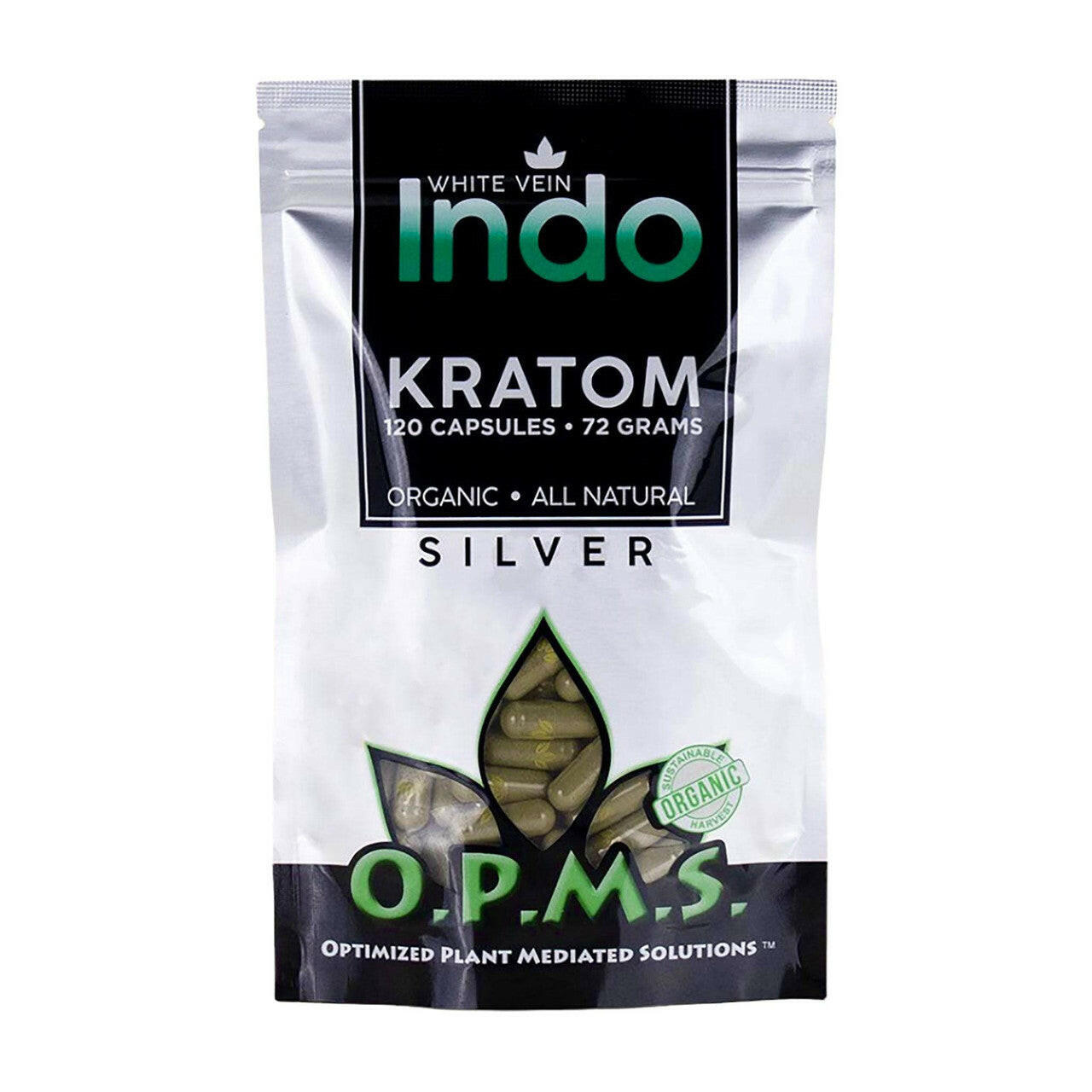O.P.M.S.® Silver Kratom Capsules – White Vein - INDO