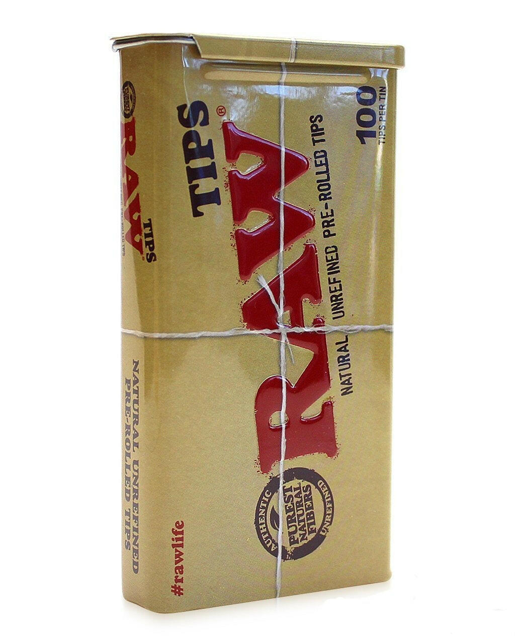 Raw Pre Rolled Rolling Paper Tips w/ Storage Tin (100-Pack)