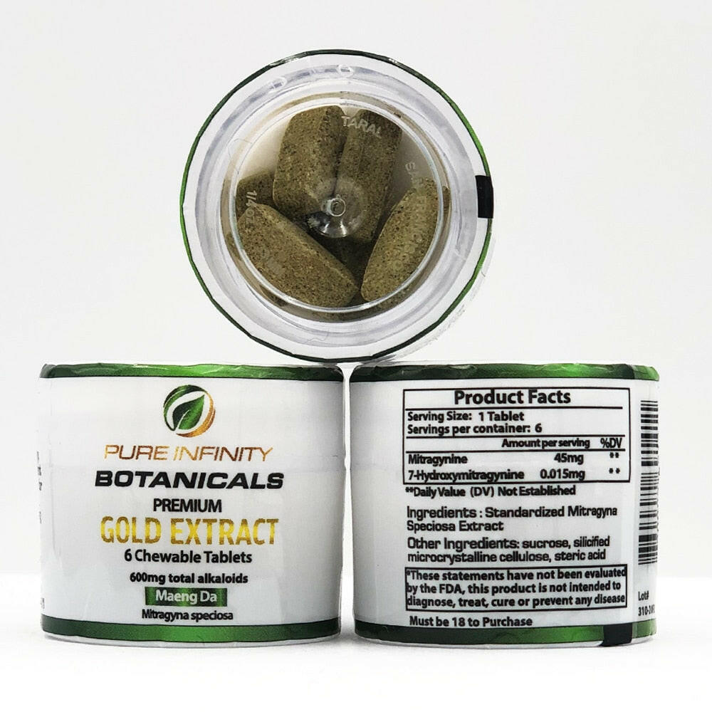 Pure Infinity Botanicals Gold Kratom Extract 6 Tablets